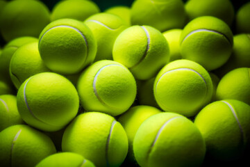 Close-Up of Vibrant Yellow Green Tennis Balls