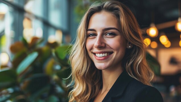 Successful Business Woman Looking Confident And Smiling