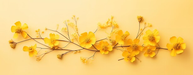 yellow flowers on yellow background. generative AI