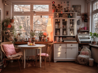 Fototapeta na wymiar Nordic style warm home interior