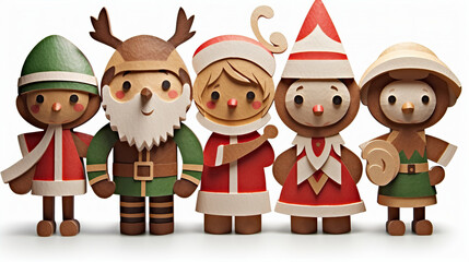 Cardboard Christmas Crew: Handcrafted Holiday Characters in Festive Poses