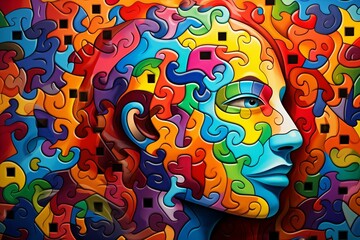Vibrant ADHD mind puzzle. Generative AI