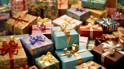 Fototapeta na wymiar Season's Greetings: Capturing the Anticipation of Christmas Gifts