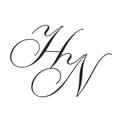 HN Calligraphy Monogram Initial Letters Logo
