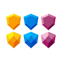 colorful polygon shield shape icon vector