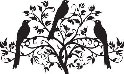 The birds is sitting on the tree Silhouette Vector