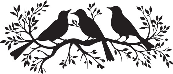 The birds is sitting on the tree Silhouette Vector