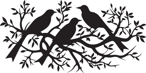 The birds is sitting on the tree Silhouette Vector