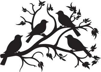 Obraz premium The birds is sitting on the tree Silhouette Vector