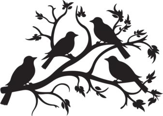 Foto op Canvas The birds is sitting on the tree Silhouette Vector ©  designermdali