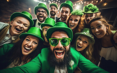 Young people group celebrating saint Patrick day