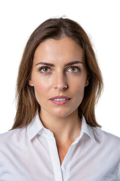 Passport size photo of a girl for document isolated on transparent