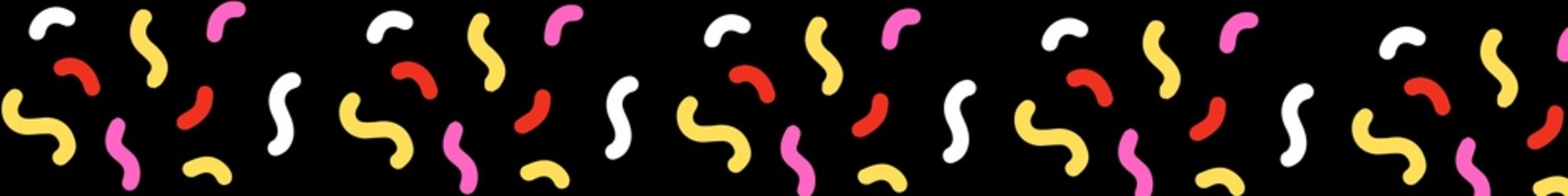 Background with Memphis streamer. Long horizontal Memphis streamer for decoration 