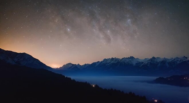 Beautiful view of stars over the landscape at night