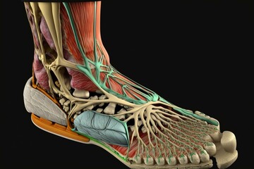 3D foot muscle anatomy for medical education. Generative AI