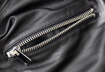 Lock on a black leather jacket