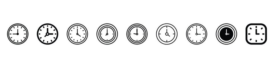 Clock icon, Clock icon vector. Time icon symbol illustration, Time icon, Clock icon vector, Long term icon. clock sign. Clock time icon, Time, Clock, History Icon Solid Style. watch icon - obrazy, fototapety, plakaty