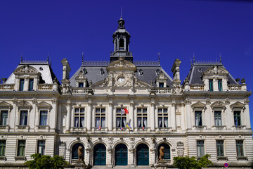 Hotel de Ville sign text french means city hall on building cade on france town in Vannes brittany