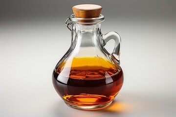 Glass Syrup Bottle on white background.