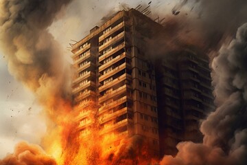 Attack on a high-rise building. Generative AI