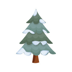 Pine tree with snow in winter vector illustration