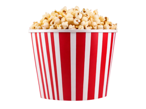 popcorn in striped cardboard bucket isolated on png transparency 
