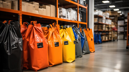 Chemical fertilizer Urea Stockpile jumbo-bag in warehouse waiting for shipment.