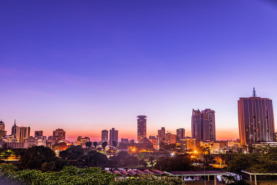 Nairobi City County Kenya's Capital Sunset Sunrise Sundowner Golden Hour Cityscapes Skyline Skyscrapers Landscapes Tall Building Landmarks In Kenya East Africa Aerial Tower High-rise Modern City House