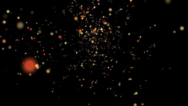 Explosive Light Drops - Sparkling Fireworks Confetti - I - Golden Dust - Abstract particle animation for holiday, event, magic compositions - Blend with your footage as ADD, SCREEN, OVERLAY