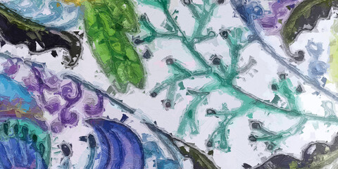 Oil paintings and various flowers, birds, butterflies, and chrysanthemums are beautiful