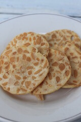 Tempeh chips in a plate on the table