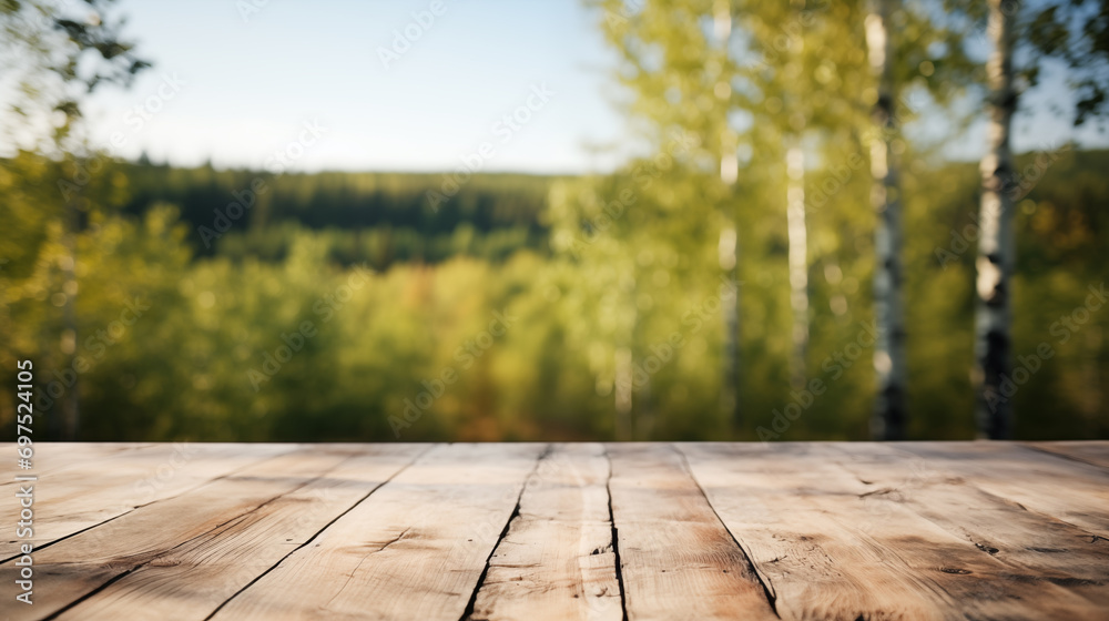 Poster wooden bridge in forest