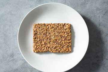 A top down view of a stack of Norwegian crisp bread.