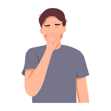 man covering mouth, feeling pain clip art preview