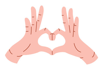 Hands Heart gesture on white background. People making heart shape with fingers