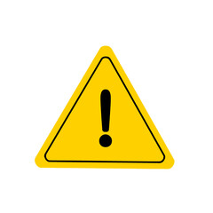 yellow black warning sign triangle exclamation danger sign isolated on transparent background