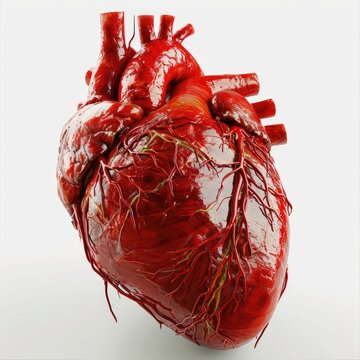 heart human real veins anatomy on white background