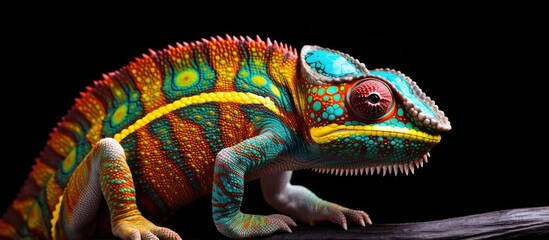 Colorful chameleon in high-quality closeup photo.