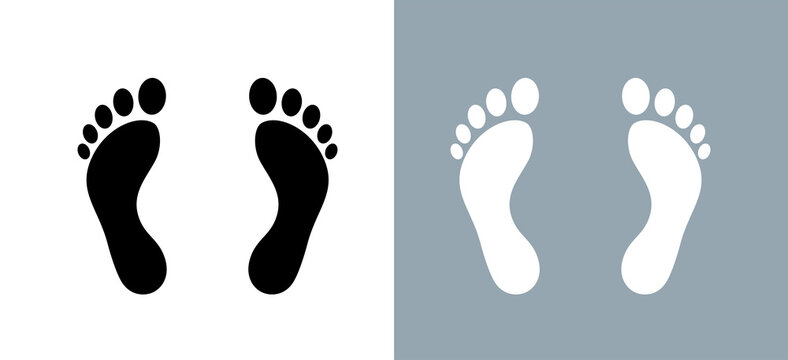 Human footprint icon. Traces of a barefoot man. The footprint of a person who has passed by.