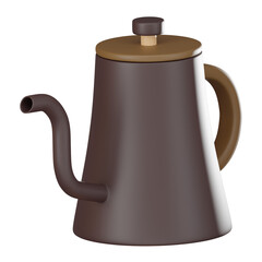 Coffee Kettle Icon for Morning Brew Delight. 3D render.