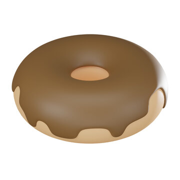 3D Chocolate Glazed Donut Icon for Sweet Creations. 3D render