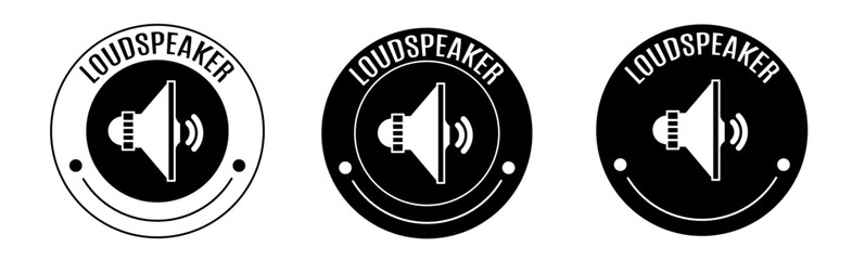 Black and white illustration of loudspeaker icon in flat. Stock vector.
