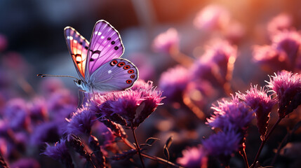 butterfly on purple flower - Powered by Adobe