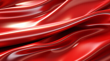 Silken Elegance: An Abstract Design with Shiny Red Waves of Luxurious Silk Texture