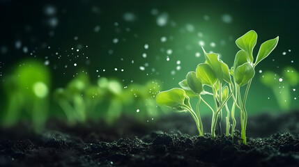 Organic Background with Young Sprout Agricultural Technologies - obrazy, fototapety, plakaty