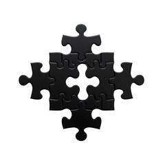black jigsaws isolated on white or transparent background