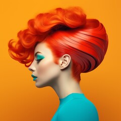 Naklejka premium Illustration of a fashion portrait, AI Generated