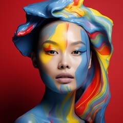 Fototapeta premium Illustration of a fashion portrait, AI Generated