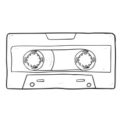 retro cassette music outline illustration hand drawn