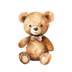 cute bear doll watercolor illustratio isolated on white or transparent background